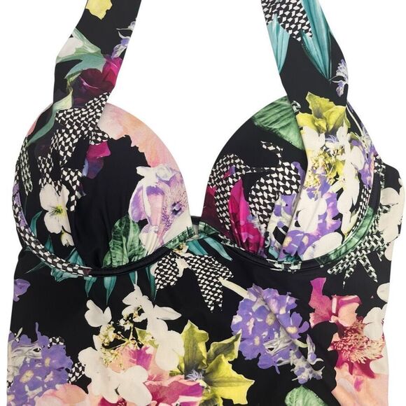 Hapari Womens Floral Halter Sweetheart Neck Backless Tankini Top Swimwear Medium - Picture 14 of 15